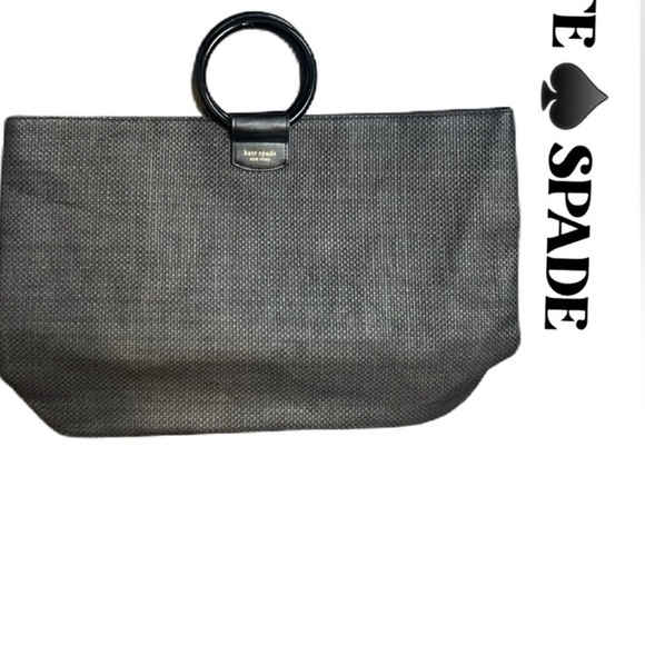 KATE SPADE Black Woven Bracelet Ring Tote Carryall Bag - Picture 1 of 11